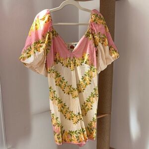 Farm Rio for Anthropologie Short Romper - Tropical Print / S / Linen blend